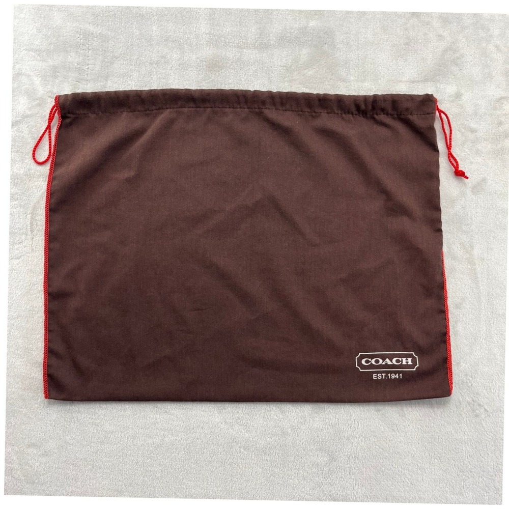 Coach Dust Bag Unisex 19.5x14.5 Brown Red Drawstring Storage Pouch Excellent